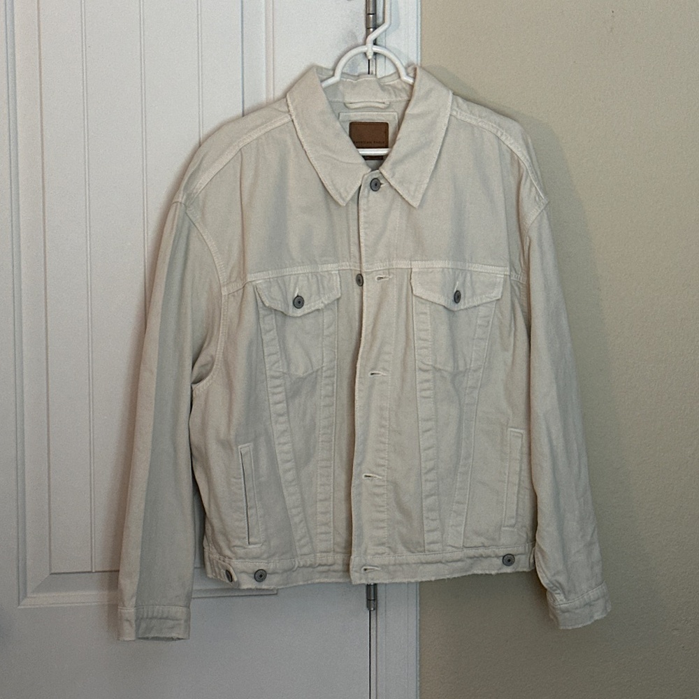American Eagle White Jean Jacket